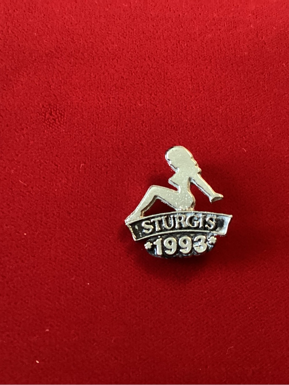 Harley-Davidson Silver Sturgis 1993 Pin on Red